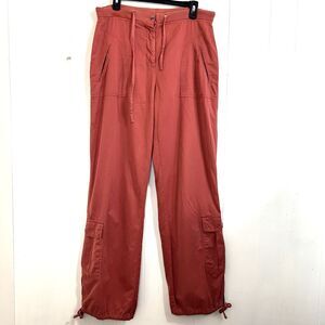 J.Jill Pink Coral Cargo Pocket Pants Size 12 Tall Elastic Waist Relaxed Fit.